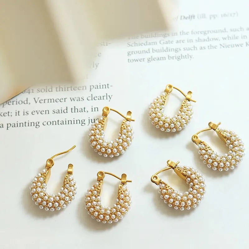 Pearl Hoops Earrings